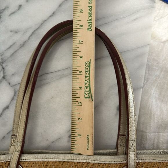 MZ WALLACE raffia Tote Bag metallic leather trim large - Picture 13 of 13